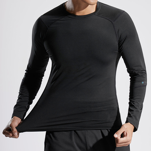 Men's Long Sleeve Compression Shirt Black Slim Fit Quick Dry Sporty O-Neck Base <b>Layer</b> Top Printed Logo Customizable - Product Image 6