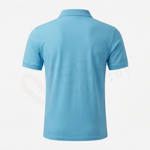 Polo à manches courtes bleu clair pour homme, 100% coton, tissu Oxford respirant, coupe décontractée, design uni, tissé - Product Image 2