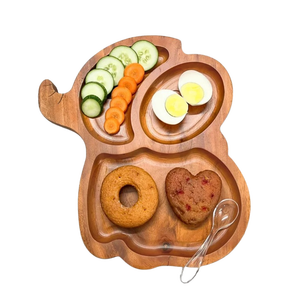 Plato de Madera con Forma de Conejo Creativo, Tazón de Alimentación para Niños Pequeños, Bandeja de Madera Maciza Natural para Servir Bocadillos y Frutos Secos - Product Image 3