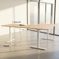 Bureau debout en forme de L AUKI, réglable en hauteur, poste de travail d'ordinateur d'angle à 90 degrés, mobilier ergonomique