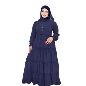 Conjunto de Dos Piezas de Abaya y Cardigan de Chifón con Estampado Floral y Pañuelo para la Cabeza, Estilo Modesto, Largo hasta el Suelo, para Oriente Medio - Product Image 2