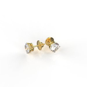 Pendientes Clásicos de Diamantes Redondos Brillantes con Engaste de Bisel en Oro Amarillo, Joyería Fina para Mujer - Product Image 1