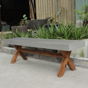 Banco de Patio Rectangular Grande de Hormigón Gris, Ecológico, Resistente al Agua, Diseño Moderno, para Exteriores, Escuelas, Apartamentos, 4 Plazas - Product Image 5