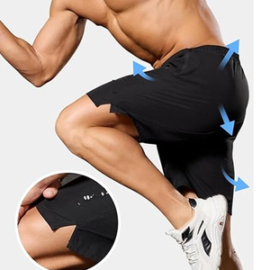 <b>Men</b> 2 In 1 Workout <b>Shorts</b> <b>Compression</b> Liner Running Gym <b>Shorts</b> Phone Pocket OEM Custom Branding Bulk - Product Image 3