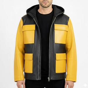 Winter <b>Jacket</b> Men <b>Brown</b> with Turn-down Collar Premium Soft <b>Leather</b> for Men Winter 100% Polyester Vintage Bomber <b>Jacket</b> - Product Image 1