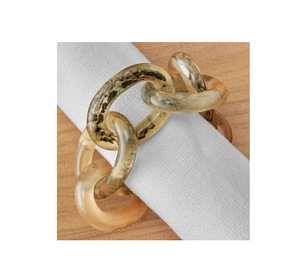 Modern <b>Amber</b> Geometric Chain Link Resin Napkin <b>Rings</b> Brown Table Decor - Product Image 6
