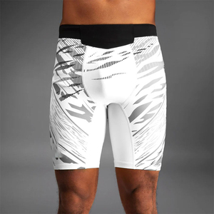 Shorts de compression pour homme à imprimé géométrique, taille mi-haute, séchage rapide, style sportif, en spandex et polyester tricoté - Product Image 5