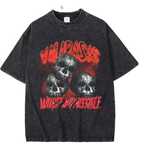 Camiseta de algodón para hombre al por mayor, de corte holgado y extragrande, con hombros caídos, lavado ácido y a la piedra, estampado serigrafiado y DTG personalizado - Product Image 2