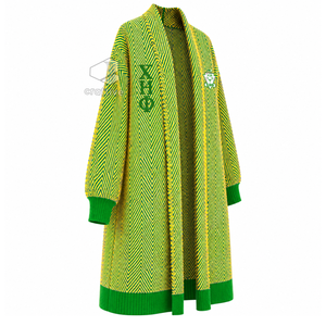 Cardigan long en maille chevron pour femme Chi Eta Phi Sorority, ouvert sur le devant, avec poignets côtelés brodés, vêtement d'extérieur - Product Image 2