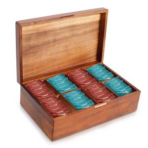 Custom Engraved Handmade Wooden <b>Tea</b> Storage <b>Box</b> with Lid for Corporate Gifts Luxury Packaging & Multifunction Use - Product Image 5
