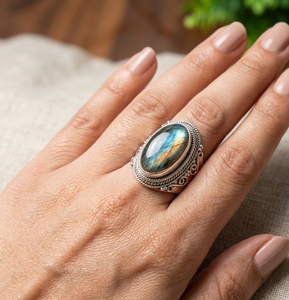 Blue Flash <b>Labradorite</b> <b>Ring</b> 925 Sterling Silver Rose Gold Yellow Gold Plated Handmade Vintage Boho Statement Gemstone <b>Ring</b> Women - Product Image 2