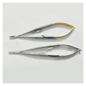 Pinzas portaagujas Castroviejo doradas personalizadas, 2 unidades, instrumentos dentales de ortodoncia, punta recta, punta curva, con o sin bloqueo - Product Image 2