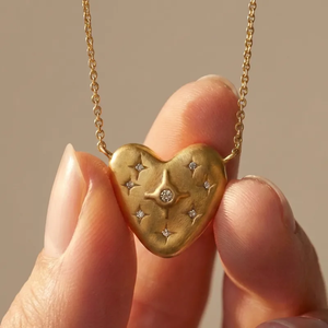 Collar Casual para Mujer con Diseño de Corazón en Acero Inoxidable 304 con Acabado Chapado en Oro y Revestimiento de 0.03µm de Grosor, con Cadena Tipo O - Product Image 1