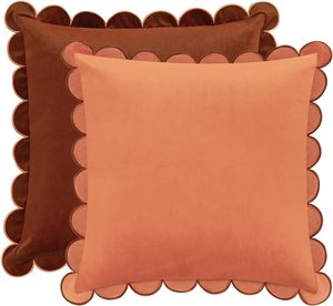 100% Cotton Woven Scallop Cushion <b>Cover</b> | Scallop Edge Decorative <b>Throw</b> Pillow <b>Cover</b> | Boho Cotton Pillow Case - Product Image 2