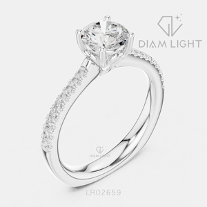Bague de mariage ronde 0,90 carat, bijoux fins, certifiée IGI, or blanc 14 carats, diamant de laboratoire, bague de fiançailles et d'anniversaire - Product Image 2