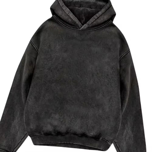 Sweat à capuche vintage délavé noir OEM pour hommes et femmes, 100 % coton, effet délavé à l'acide, coupe oversize, streetwear, automne, mode éco-responsable - Product Image 5