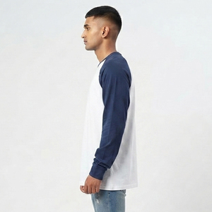 T-shirt oversize à épaules tombantes et manches raglan, 100% coton, vêtements de sport décontractés, tee-shirt à manches longues pour homme, à porter au quotidien, pour le jogging - Product Image 4