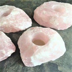 Portavelas de cuarzo rosa para manualidades, candelabros de cristal de piedras naturales Rosas a granel, rocas de Reiki, mineral de Jade, Feng Shui - Product Image 2