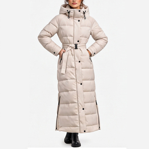 Abrigo acolchado maxi de moda para mujer, chaqueta de plumón con cremallera de alto rendimiento, logotipo personalizado, parka de invierno para mujer. - Product Image 3