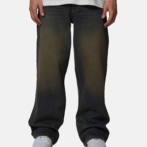 Men's Straight Leg Stonewashed Denim Jeans Midweight Cotton Casual Loose Fit Autumn Wear - Product Image 4