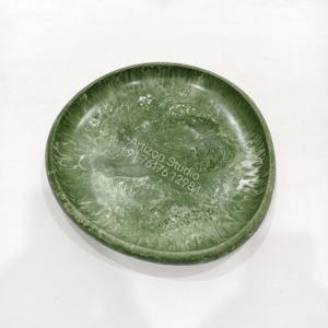 Juego de Platos de Resina con Diseño de Espiral Negro, 3 Piezas, Vajilla Redonda Hecha a Mano, Plato para Frutas Pulido - Product Image 3