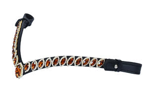Frontlet de Cheval en Cuir Premium avec Cristaux Ambrés de Luxe, Accessoire de Bridon Anglais Orné de Strass, Confortable et Durable - Product Image 4