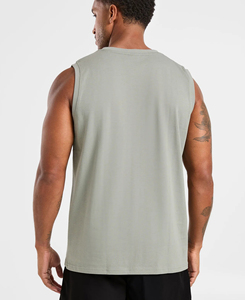 Camiseta sin Mangas para Hombre, Cuello Redondo, Color Gris Sólido, Tejido de Poliéster y Spandex, Estilo Casual, Bajo Costo, 160 g, 2026 - Product Image 2