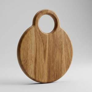 Planche à découper ronde en bois d'acacia massif, directement de l'usine, avec trou de transport, grain naturel décoratif, planche à découper en bois épaisse - Product Image 2