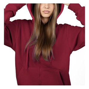 Sweat à capuche zippé décontracté pour femme, 100 % coton, manches longues, col rond, épaules tombantes, couleur unie, confortable, meilleur prix, le plus vendu - Product Image 5