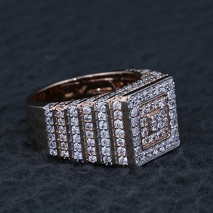 <b>Mens</b> Square Signet Lab Diamond <b>Ring</b> Rose Gold Silver <b>Pinky</b> <b>Ring</b> Wedding Band Hip Hop Jewelry Statement <b>Ring</b> Gift for <b>Men</b> - Product Image 4