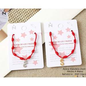 PULSERA-S Pulsera con Dijes Finos, Letra S de Acero Inoxidable y Nudo de Siete Estrellas, Elegante y con Estilo - Product Image 1