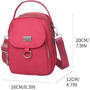 Borsa a Tracolla Rosa per Donna, Impermeabile in Tessuto Oxford, Multi-Scomparto, Porta Cellulare, Design Casual - Product Image 2