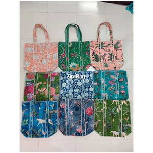Sac messager pour femme en toile de coton réutilisable grande capacité, motif géométrique, fermeture éclair portable, logo personnalisé, écologique - Product Image 3
