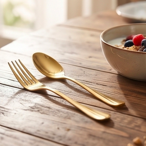 <b>Golden</b> Flatware <b>Set</b> Knife Spoon Fork Elegant Design High Mirror Polish Rust Resistant Metal <b>Cutlery</b> Wedding Tableware - Product Image 4