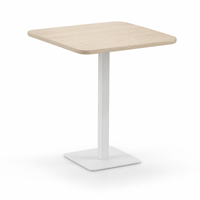 Table de réunion moderne à piétement carré, plateau en bois clair de 800 mm avec pieds en métal, base blanche pour les zones de réception et de discussion au bureau