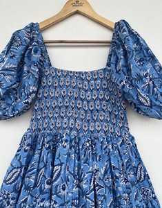 Femmes filles imprimé pur coton Maxi robe indien bloc imprimé décontracté été soirée à la mode en gros longue Midi en vrac - Product Image 3