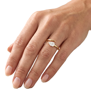 Waterdrop Art Deco Diamond Adjustable <b>Ring</b> Minimalist <b>Open</b> Band Engagement <b>Ring</b> Pear Cut Lab Created Diamond <b>Ring</b> 18K Solid Gold - Product Image 6