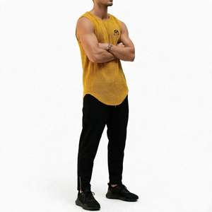 Débardeur tricoté respirant GYM ACTIVE à col rond avec poche avant, logo Gym Active, color block, sans manches, côtelé personnalisé, effet délavé - Product Image 2
