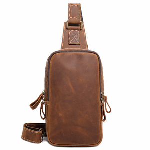 Bolso de Pecho de Cuero Genuino para Hombre, Cierre de Cremallera Minimalista, Duradero, para Uso Diario en Todas las Estaciones, Bolso de Hombro - Product Image 3