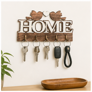 Handcrafted Rustic Wooden <b>Key</b> <b>Hooks</b> For <b>Wall</b> Decor 5 <b>Hook</b> Home Bird Design <b>Key</b> Hanger Decorative Entryway Organizer Keychain - Product Image 4