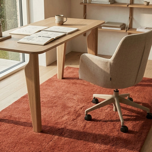 Tapis artisanal en laine rouge rouille tufté à la main, antidérapant, à motif géométrique, pour salon, chambre, salle à manger, maison moderne - Product Image 3