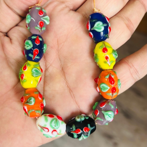 Premium Artisan Lamp Work Glass <b>Beads</b> Necklace Women | Vibrant 15x20mm Oval Multicolour Glass <b>Beads</b> | Handcrafted Fashion EXCEL - Product Image 5