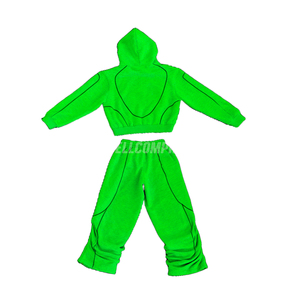 Conjunto Deportivo Unisex Verde, Sudadera con Capucha y Cremallera, Pantalones Deportivos, Traje Deportivo Informal de Manga Larga - Product Image 2