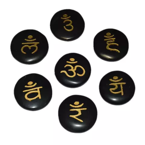 Best Selling Natural Crystals Healing Quartz Carving Stone Gemstone Black Agate Engrave Oval Reiki Healing Set with Bag - Product Image 6