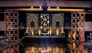 South Asian Wedding Stage Decor Metal Arches Moroccan Wedding Stage Metal <b>Frames</b> Golden Metal Panels For Wedding Stage Decor USA - Product Image 2