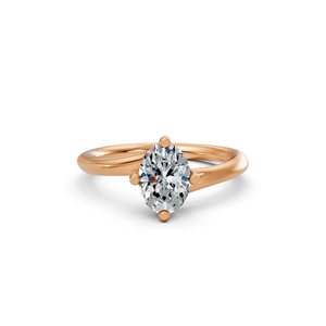 Anillo de Compromiso y Boda con Diamante Cultivado en Laboratorio de Corte Ovalado, Oro Amarillo de 14K con Baño de Rodio, Banda Trenzada, Certificado IGI, Listo para Fiestas - Product Image 1