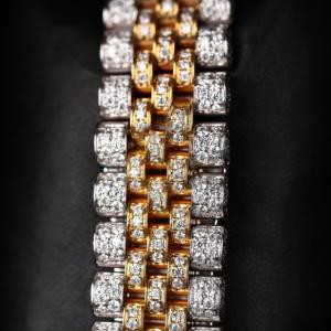 Reloj de Lujo con Esfera Árabe Completamente Adornada con Diamantes Moissanite, en Dos Tonos Amarillo y Blanco, Estilo Hip Hop, Brillante, de Acero Inoxidable para Hombre - Product Image 4