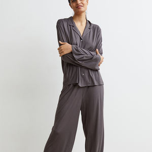 Pijamas de Seda Satinada para Mujer, Primavera-Verano, Lisos, Cómodos, Ropa de Dormir, Ropa de Casa, Conjunto de 2 Piezas - Product Image 2