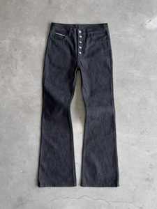 Jeans de Mezclilla de Algodón Personalizados de Alta Calidad, Jeans Americanos de Mezclilla Selvedge Transpirables, Corte Ajustado de Cintura Media, Estilo Hiphop, Lavado Negro, Jeans de Mezclilla para Hombre - Product Image 4