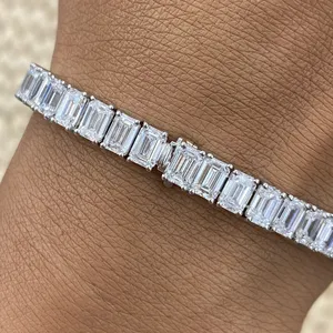 Pulsera de Diamantes Cultivados en Laboratorio con Corte Esmeralda de 19.5CT F/VS2, Oro Blanco de 14K, Certificado IGI, Chapado en Oro, Joyería de Lujo para Regalo de Boda - Product Image 1